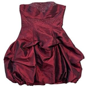 May Queen Beaded Mini Strapless Mini Dress Burgundy Red Size 8 Party Prom Hoco
